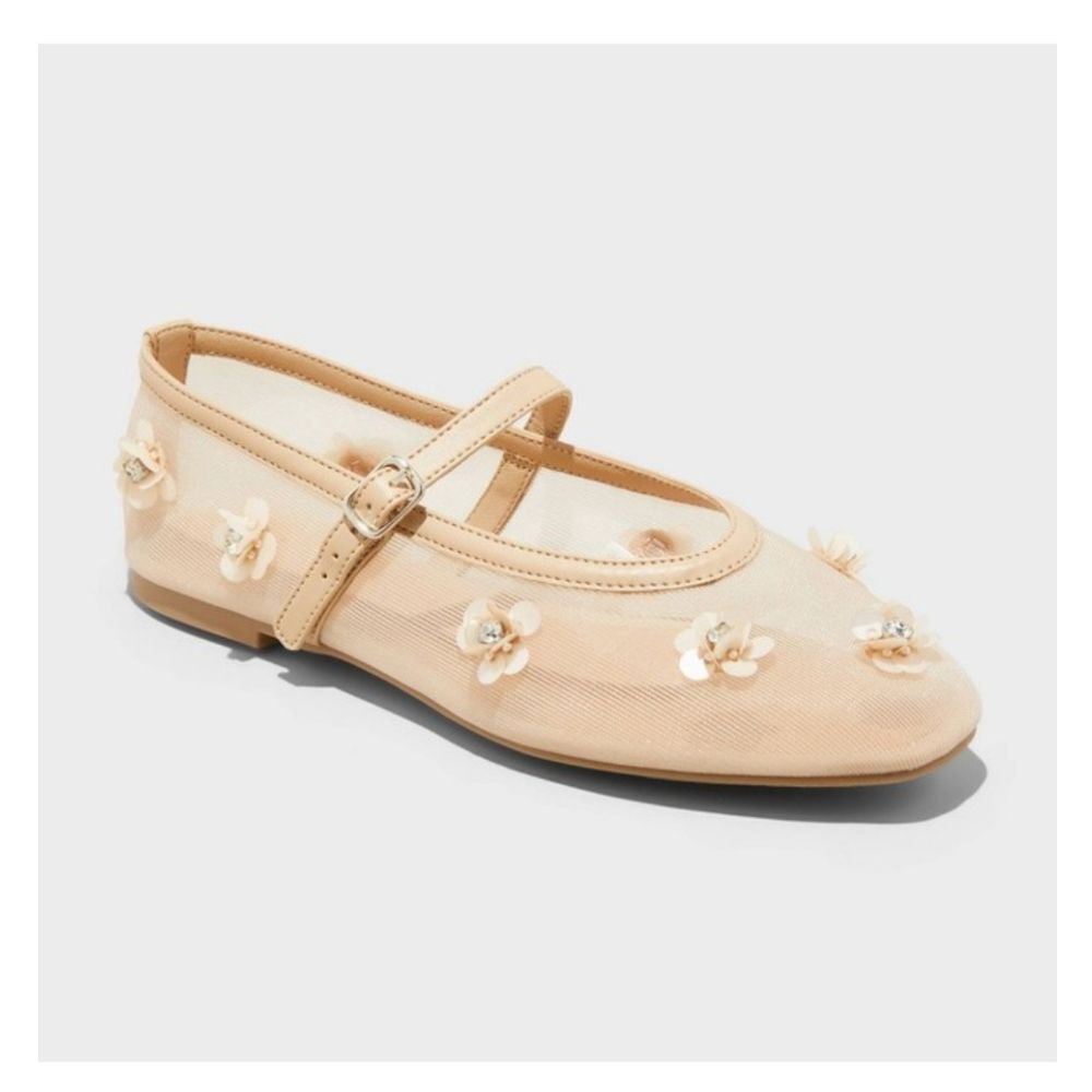 🆕🥿Everly Floral Mesh Mary Jane Ballet Flats w Memory Foam Insole Sz 9, 11